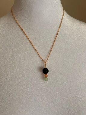 Gold Filled Chain Necklace paperclip with Beads